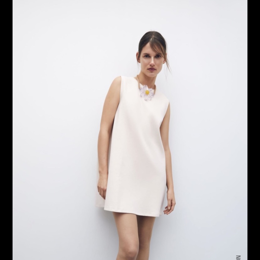 NWT Zara beige texture pleated dress in size small